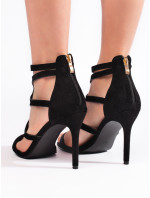 Krásne dámske sandále čiernej farby na ihlovom podpätku