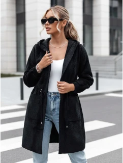 Dámský dlouhý kabát s kapucí černý Dstreet model 21980432 - FashionStreet