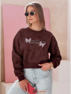 Dámska nadrozmerná mikina s motýľmi SPARKI bordová FashionStreet BY1405