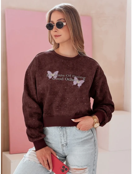 Dámská oversize mikina s vázáním v barvě vínová Dstreet model 21988053 - FashionStreet Dámská oversize mikina s vázáním v barvě vínová Dstreet model 21988053 - FashionStreet