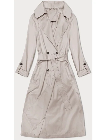 Rovný kabát s vyhrnutými rukávmi svetlo béžovej farby (1818#-62)