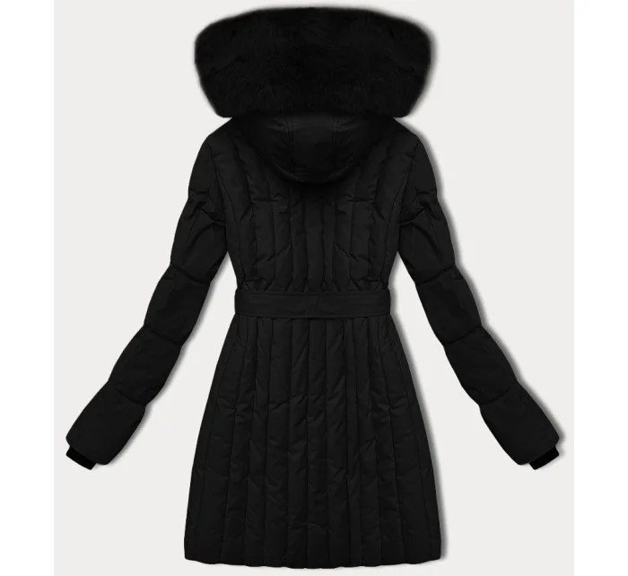 Čierna dámska zimná bunda s ozdobným prešívaním S'west (B8307-1) Čierna dámska zimná bunda s ozdobným prešívaním S'west (B8307-1)