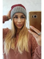 Fleecová čiapka Bojana K265 tmavo šedá+ bordó+svetlo šedá