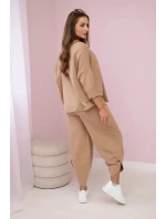 Bavlněná mikina kalhoty set Velbloud Bavlněná mikina kalhoty set Velbloud