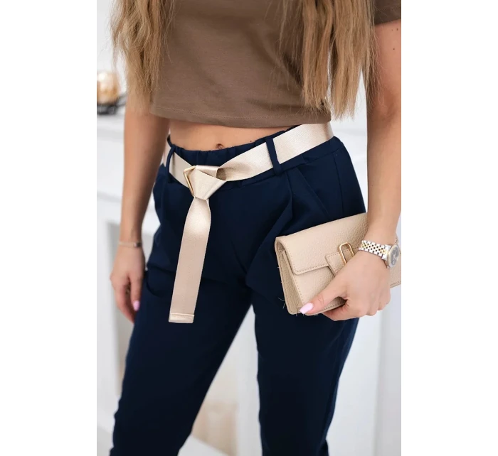 Kalhoty Puntor s páskem námořnická modř