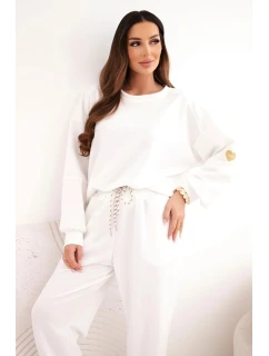 Dámska maslová súprava s voľnou mikinou a nohavicami LOVE white