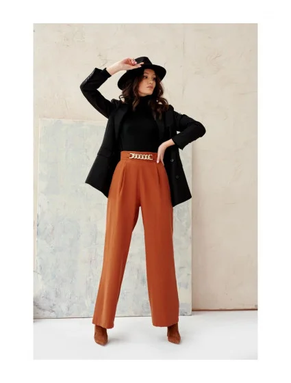 Dámské kalhoty model 18987997 Tmavě hnědá Roco - Roco Fashion