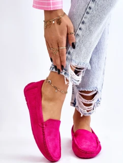 Zamszowe Mokasyny Damskie Fuksja Morreno
