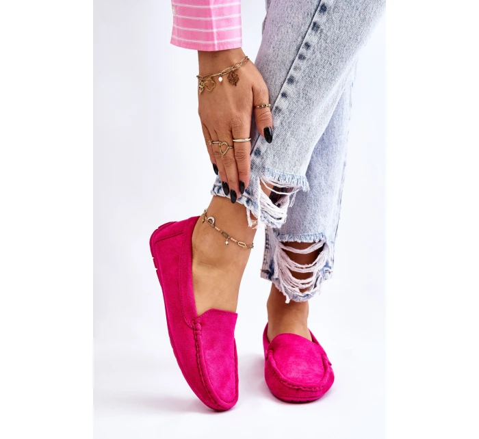 Zamszowe Mokasyny Damskie Fuksja Morreno Zamszowe Mokasyny Damskie Fuksja Morreno