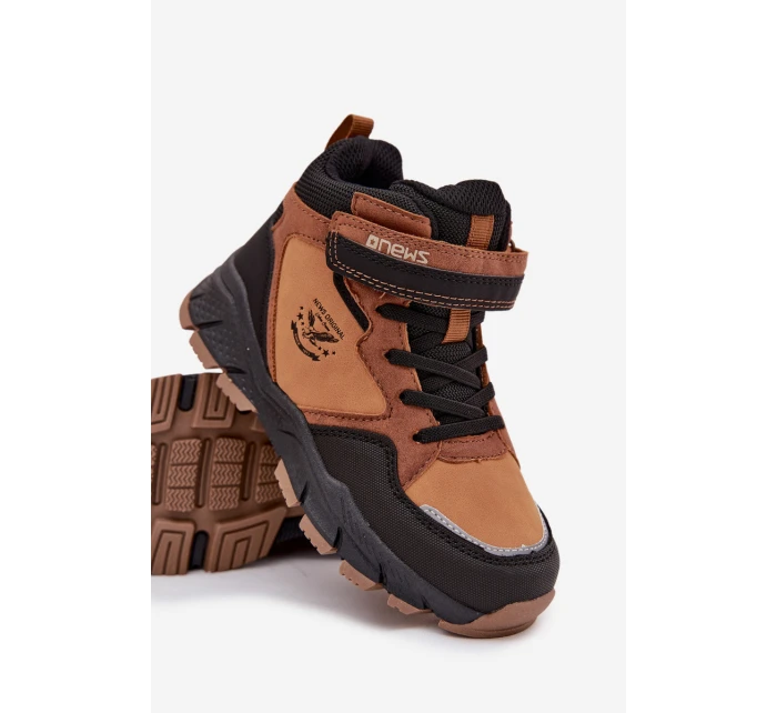 Zimní trekové boty pro děti na suchý zip zateplené camel Miravie
