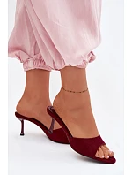 Sandály z imitace semiše na podpatku bordové model 22103082 - Boto