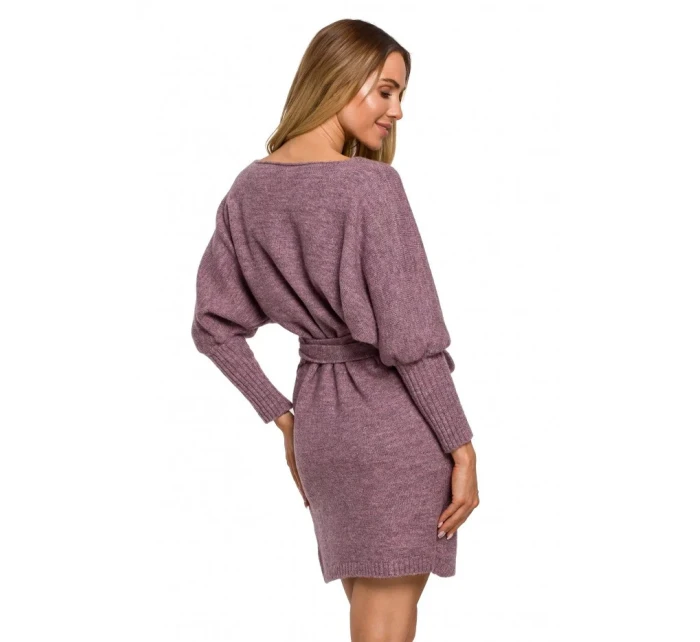 model 18003591 Zavinovací svetrové šaty se zavazováním heather - Moe