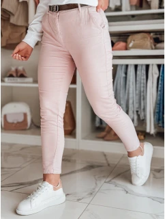 Dámské kalhoty slim fit s páskem růžová Dstreet model 21987169 - FashionStreet