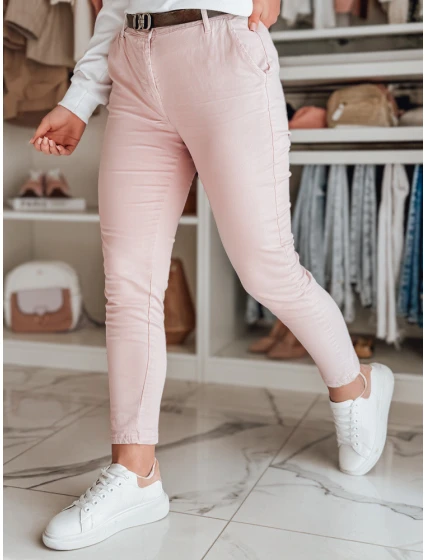 Dámske nohavice chinos s opaskom LINESKA ružová FashionStreet UY2630 Dámske nohavice chinos s opaskom LINESKA ružová FashionStreet UY2630