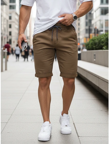 Spodenki męskie jeansowe brązowe model 22152762 - FashionStreet