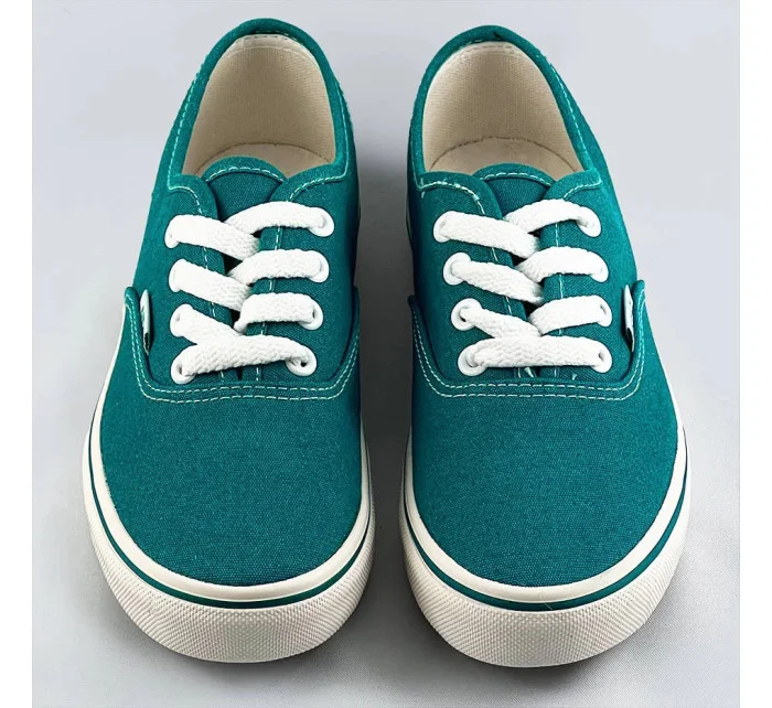 Dámske šnurovacie tenisky v tyrkysovej farbe (A8865)