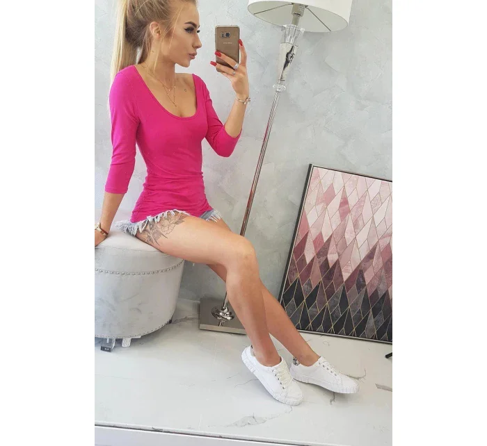 Halenka s kulatým výstřihem fuchsiová