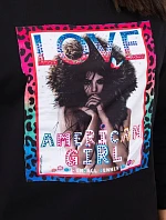 Americká dievčenská grafická blúzka čierna S/M - L/XL