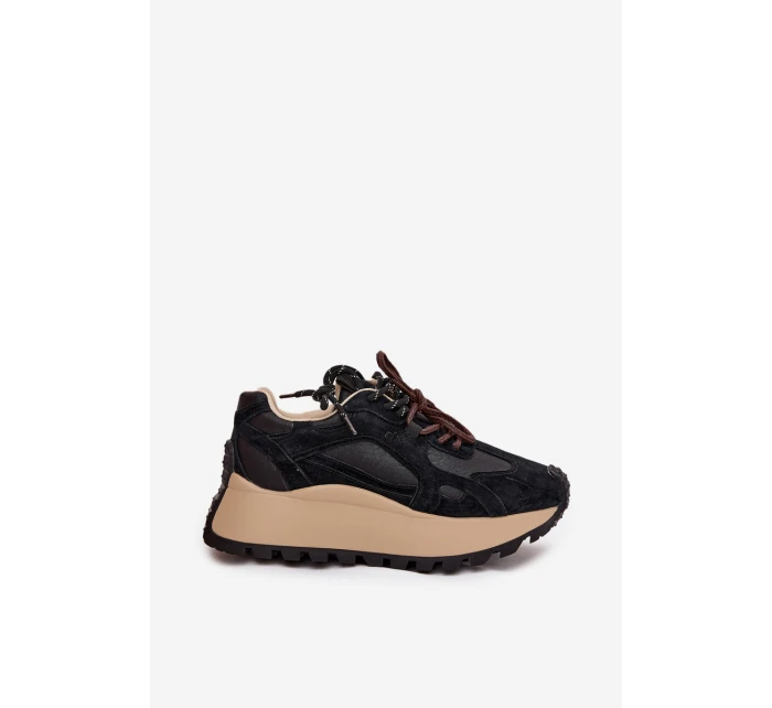 Kožené Sneakersy Na Platformě Dámské Big Star model 21705730 HIPOLY SYSTEM Černé - Big Star Shoes Kožené Sneakersy Na Platformě Dámské Big Star model 21705730 HIPOLY SYSTEM Černé - Big Star Shoes