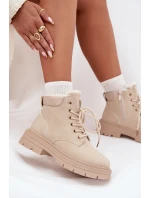 Trapery Damskie Ocieplane Futerkiem Na Zamek Jasnobeżowe Tharika