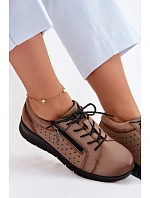 Dámske kožené topánky na platforme Vinceza 39977 Beige