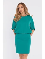 M904 Blúzkové šaty s rozparkom vzadu - tyrkysové