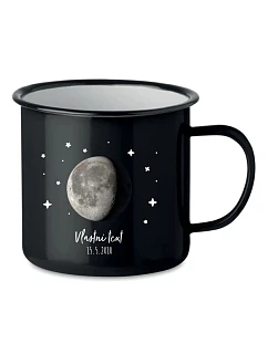 Personalizovaný retro plechový pohár s fázou mesiaca