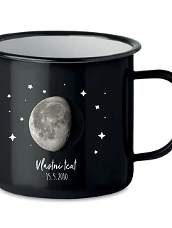 Personalizovaný retro plechový pohár s fázou mesiaca