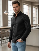 Pánská elegantní hladká černá košile FIT Dstreet model 21972060 - FashionStreet