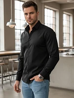 Pánska elegantná hladká čierna košeľa REGULAR FIT FashionStreet DX2538
