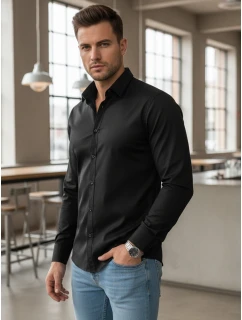 Pánská elegantní hladká černá košile FIT Dstreet model 21972060 - FashionStreet
