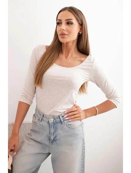 Tričko s kulatým výstřihem béžový melír