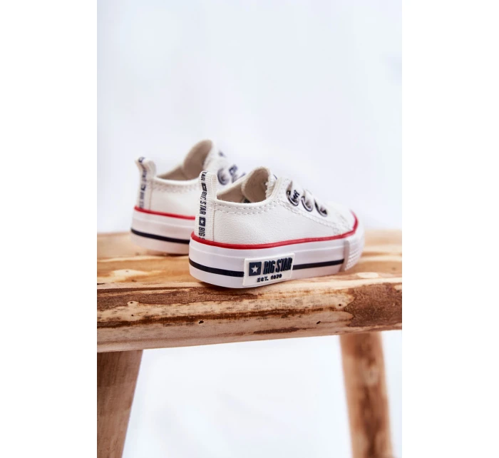 Dziecięce Skórzane Trampki BIG STAR KK374040 Białe Dziecięce Skórzane Trampki BIG STAR KK374040 Białe