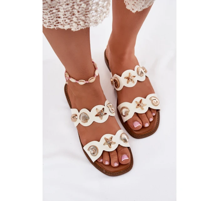 Dámské Pantofle Se Zlatými Bílé model 21699117 - Boto