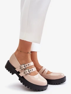 Dámske lakované topánky S Strappy Beige Terione Half Boots
