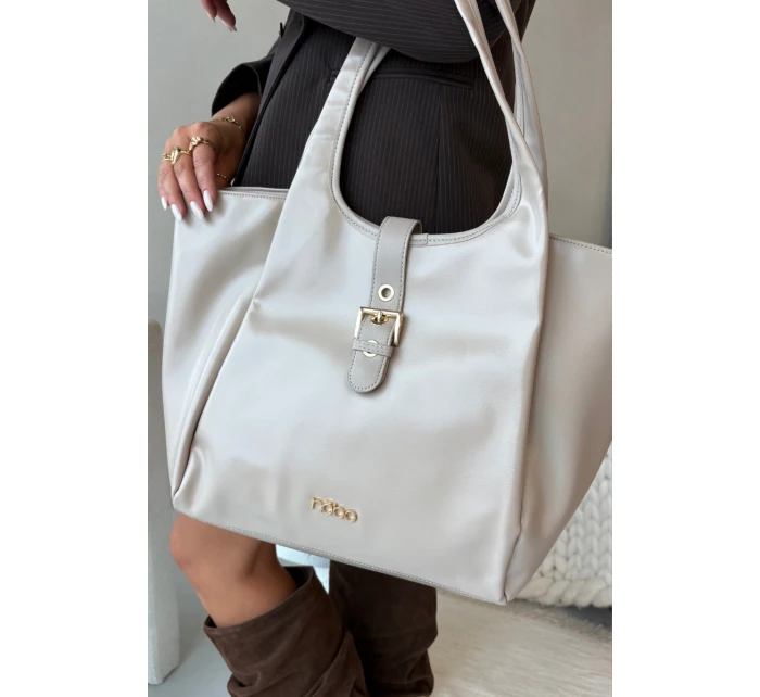 Dámska nákupná taška so sponou Nobo - svetlo béžová