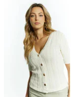 Dámsky sveter s krátkym rukávom SWE0620 White - Monnari