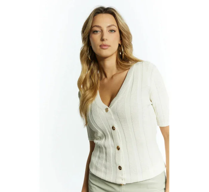 Dámsky sveter s krátkym rukávom SWE0620 White - Monnari