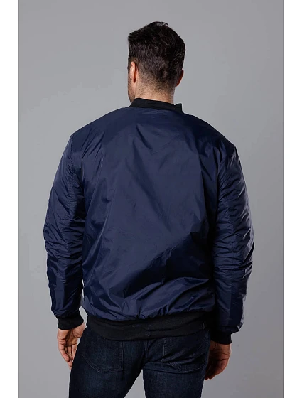 Tmavě modrá pánská bunda typu "bomber" s podšívkou model 18345014 - J.STYLE Tmavě modrá pánská bunda typu "bomber" s podšívkou model 18345014 - J.STYLE
