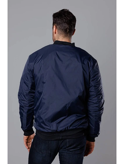 Tmavě modrá pánská bunda typu "bomber" s podšívkou model 18345014 - J.STYLE Tmavě modrá pánská bunda typu "bomber" s podšívkou model 18345014 - J.STYLE