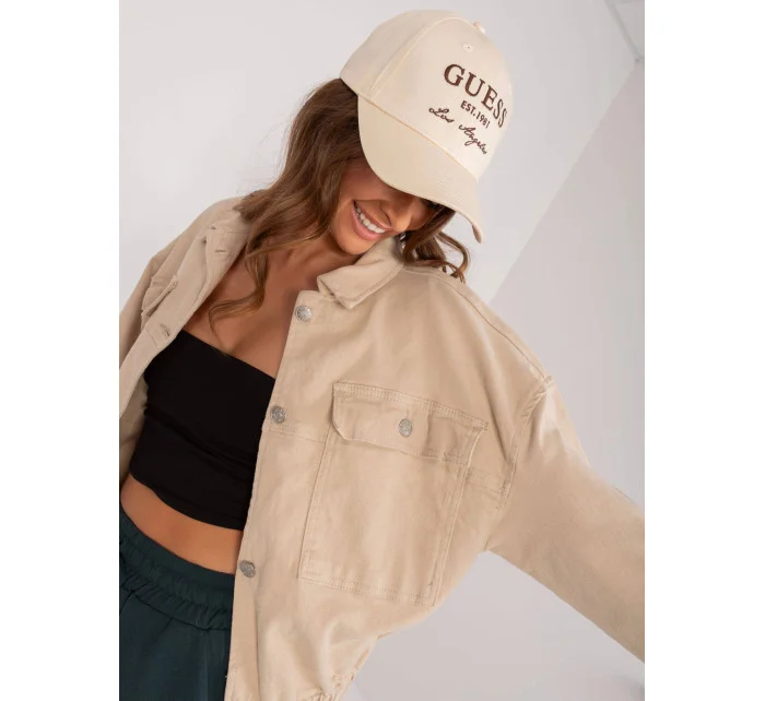 Dámska béžová džínsová bunda nadrozmernej veľkosti (F3968) Dámska béžová džínsová bunda nadrozmernej veľkosti (F3968)