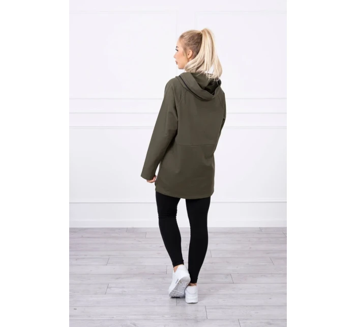 Tunika na zips s kapucňou Oversize khaki farba