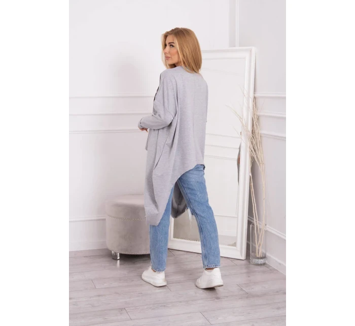 Blúzka oversize s potlačou šedá