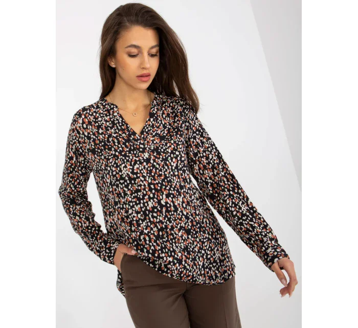 Blúzka D73771M11081A čierna a béžová Blúzka D73771M11081A čierna a béžová