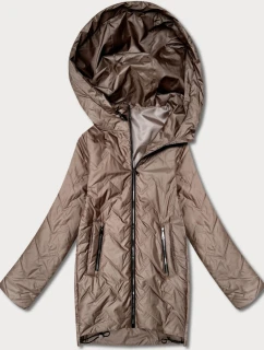 Lekka kurtka damska pikowana z kapturem Goodlookin brązowa (B8588-101)