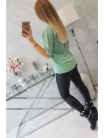 model 18746368 tmavě mátová halenka s potiskem - K-Fashion model 18746368 tmavě mátová halenka s potiskem - K-Fashion