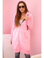 Dámská zateplená mikina s kapucí a zipem světle růžová