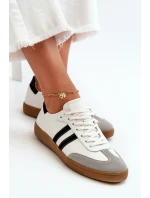 Zazoo N1068 Skórzane Niskie Sneakersy Damskie Białe