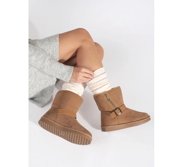 Komfortní dámské sněhule hnědé bez podpatku Komfortní dámské sněhule hnědé bez podpatku