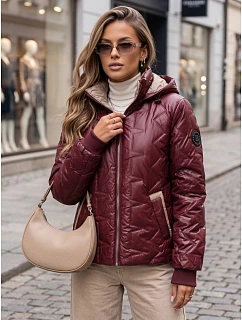 Kurtka damska przejściowa z odpinanym kapturem bordowa model 22361791 - FashionStreet